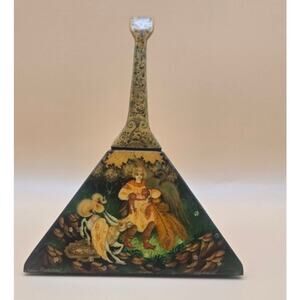 Rare VTG Russian Enamel Balalaika Box Signed by Artist